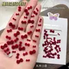 Edición de Año Nuevo Angora Rojo Flocado Vino Tinto Lazo de Peluche Corbata de Lazo Corazón Rojo Accesorios para Uñas al por Mayor