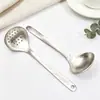 Nuevo modelo de olla caliente de titanio puro, cuchara para sopa y arroz para el hogar, cuchara para servir y escurrir gachas, cucharón para sopa, pala para fideos, cubertería de flor de hielo, colador