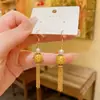 Pendientes Largos con Borlas Geométricas Retro de Lujo Ligero, Pendientes de Gancho de Perla a la Moda Estilo Coreano, Pendientes Nuevos de Moda 2025