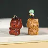 Palo de rosa Pequeño Dinosaurio Bebé Madera Maciza Tallada Regalo Infantil Bolsita Linda Colgante de Coche Cadena para Teléfono Móvil Llavero
