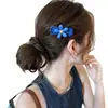Novo Prendedor de Cabelo Azul com Flor para Verão 2026 para Mulheres, Prendedor de Franja Lateral de Alto Padrão e Requintado para Cabelo Curto Permanentado