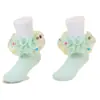 Meias Infantis Femininas de Verão Finas Coloridas com Pompons e Renda Meias de Dança Estilo Princesa Bebê Meias de Algodão Atacado