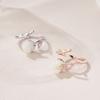 Anillo de tulipán con concha blanca en plata esterlina S925, diseño de nicho, anillo de dedo con flor de diamante rosa Sense, apertura ligera de lujo para mujer