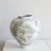 Jarrón Cerámico Estilo Chino Nuevo Retro Blanco Barriga Redonda Adornos Cerámicos Zen Inserción de Flores Flor Seca Decoración para Casa de Huéspedes Florero