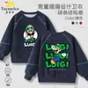 Sudadera con cuello redondo y forro polar para niño, estilo moderno, de Mario Super Mario Luigi, suéter raglán para estudiante