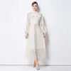 Bordado de Palácio Renda Solúvel em Água Vestido Longo Vintage Artesanato Pesado Vestido Versátil