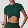 Top de Yoga Curto Irregular de Verão Esportivo Transfronteiriço Camiseta Manga Curta de Secagem Rápida para Corrida Moda Fitness Feminina