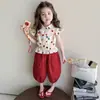 Conjunto de Verano para Niñas 2026 Casual Lunares Lazo Pantalones de Linterna Elegante Dos Piezas Ropa de Verano para Niños Bebé