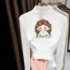 Camiseta térmica de forro polar para niñas, con volantes, para usar debajo, nuevo estilo otoño e invierno 2026, para niños mayores, top de manga larga, camiseta de cuello medio alto