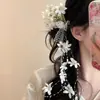 Fábrica de Origem Grampo de Cabelo com Franja Estilo Antigo Hanfu para Mulheres, Acessórios de Qipao, Presilha Lateral, Presilha Garra de Flor, Dropshipping Transfronteiriço
