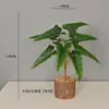 Planta Verde Artificial 9 Cabezas Malanga Silvestre Lirio de Calas Decoración del Hogar Accesorio de Fotografía Modelo de Hoja Octagonal Decoración de Habitación Syngonium