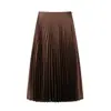 Nuevo AliExpress transfronterizo explosiones para mujer al por mayor estilo europeo y americano ZRA en stock textura satén de seda falda midi plisada