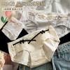 Ropa interior de algodón puro estilo francés para chica de té blanco, bragas de algodón con cintura baja y lazo para mujer.