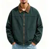 2026 Nova Moda Masculina Casual Tamanho Grande Solta Veludo Cotelê Bloco de Cores Jaqueta Outono Inverno para Homens