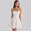 2026 Moda Feminina Transfronteiriça Novo Elegante e Bonito Sexy Costas Nuas Alças Finas Vestido Curto com Renda Roupas