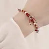 Pulsera Mariposa Hielo Flor Rica Cuerda Hecha a Mano Simple Combinable Vino Blanco Rojo Lazo Nuevo Estilo Chino