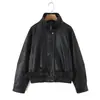 Nueva Chaqueta de Cuero con Cremallera y Cinturón Decorado Estilo Motociclista para Mujer Otoño Holgada Versátil Chaqueta Abrigo de Cuero PU para Mujer