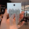 Brincos de Corrente Longa com Garras Exageradas Elegantes de Prata S925 com Strass para Mulheres Brincos com Franjas de Diamante Colorido Europeus e Americanos Brincos da Moda