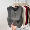 Chaleco Cardigan de Punto con Botones Arcoíris Estilo Europeo para Mujer, Diseño Primavera 2026, Para Vestir en Capas, Chaleco Suave que Reduce la Edad