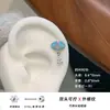 Brinco Stud de Osso da Orelha em Aço Inoxidável 316L Azul com Gotejamento de Óleo e Pingente Delicado de Gota d'Água, Brincos Stud Deslumbrantes de Zircônia com Rosca Externa para Piercing na Orelha