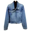 Jaqueta jeans curta transfronteiriça, novo estilo primavera/outono, design cleanfit da alta rua americana, jaqueta workwear estilosa e descolada