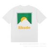 Camiseta de manga corta holgada informal con estampado de logotipo RHUDE de verano de estilo retro de comercio exterior transfronterizo al por mayor