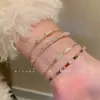 Pulsera de Zirconia con Lazo Flash Ambiental para Mujer de Lujo Ligero Nicho de Gama Alta Doble Capa Apilada Pulsera Abierta