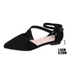 Zapatos Mary Jane retro de punto elástico estilo francés con tiras cruzadas para mujer, nuevos zapatos de ante de punta fina poco profundos para verano y otoño de 2026