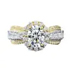 Anillo de Plata de Ley S925 con Moissanita de 1.5 Quilates en Forma de Huevo, Estilo Palacio de Alta Gama, Joyería de Mano Bicolor, Transfronterizo Europeo y Americano