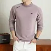 Nueva Sudadera con Capucha de Manga Larga para Hombre Otoño Jersey de Cuello Redondo Top Capa Base de Moda Camiseta de Manga Larga para Hombre