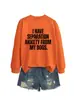 Blusa de Moletom Redonda com Estampa de Letras Simples da Amazon "Tenho Ansiedade de Separação" Camada Base