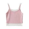 Top Cropped Regata Feminino Trendy Estilo Ins em Bloco de Cores de Duas Peças, Design de Verão, Adequado para Sobreposição ou Usar Sozinho