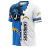 Camiseta 3D de Impressão Digital de Equipe da NFL Europeia e Americana Transfronteiriça 2024 Esportiva de Verão de Manga Curta com Gola Redonda Masculina e Feminina