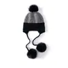 Gorro de Punto al por Mayor de Comercio Exterior, Mezcla de Cachemir y Lana, Gorro Grueso de Punto Trenzado con Pompón, Gorro Cálido para Proteger las Orejas
