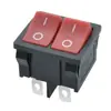 Interruptor con Forma de Barco Kcd1 Doble Velocidad 6 Pines 2 Velocidades Balancín Rojo Fuente de Alimentación Interruptor Estándar Us Etl 21X24Mm