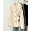 Otoño Nuevo 100kg Tallas Grandes Elegante Versátil Chaqueta Cardigan de Algodón Lavado Ropa Exterior Casual para Mujeres 0940