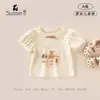 Camiseta de Manga Curta para Meninas Verão Nova Estilo Coreano Bebê e Criança Pequena Classe A Menina Bebê Solta Respirável Confortável Top Roupa Infantil