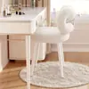 Nuevo Tocador Moderno Sencillo de Madera de Olmo Integrado con Tapicería Suave Color Crema Función de Respaldo Elevable y Giratorio Escritorio de Maquillaje Buen Artículo