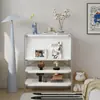 Porta-revistas Bauhaus prateleira branca com porta basculante armário lateral de sofá para sala de estar armário de armazenamento de chão multicamadas quarto ins