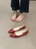 Zapatos Planos de Mujer 2026, Estilo Francés, Remaches, Punta Puntiaguda, para Primavera y Otoño, Boca Baja, Aumento Oculto de Altura, Versátiles para el Trabajo