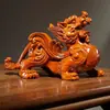 Par de Enfeites Pixiu Esculpidos em Ébano Madeira Maciça Tamanho Grande Sala de Estar de Casa Escritório Feng Shui Display Decorativo Presente