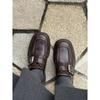 Zapatos de Piel Pequeños con Hebilla de Cinturón de Punta Cuadrada para Mujer 2025 Tacón Grueso Estilo Universitario Mocasines Zapatos Versátiles Casuales