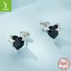 Pendientes de plata Ziyun con forma de corazón retro de circonita negra, estilo frío, con personalidad femenina, pendientes de plata de ley s925 con forma de estrella Awn
