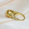Anillo de Perla de Lujo de 14 mm Retro Elegante Lolita Anillo de Nácar Joyería de Perlas Suministro para Mujeres Venta al por Mayor
