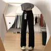 Jeans Negros de Pierna Ancha Estrecha para Mujer Otoño e Invierno 2024 Tendencia Nuevo de Cintura Alta Sueltos Rectos para Hombres Bajos