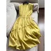 2026 Novo Estilo Ráfia Elegante Cor Sólida Sem Mangas Redutor de Idade Cordão Vestido Longo Atacado H20Fq09938