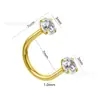 Binkes F136 Aleación de Titanio Dorado Diamante Incrustado Forma de U Perforación de Cartílago Pendiente de Oreja Versátil Anillo de Nariz Anillo de Ombligo Joyería