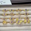 Anillo Abierto de Zirconia Diamante Morado Vintage de Lujo Ligero Diseño de Nicho Anillo Elegante para Mujer