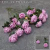 Flores Roxas para Salão de Casamento, Peônias, Crisântemos, Hortênsias, Flores de Gelo, Flores de Cerejeira, Rosas de Teto, Arranjos Florais de Eucalipto