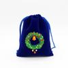 Bolsa de terciopelo azul zafiro al por mayor de fábrica para Navidad, bolsa de embalaje para dulces de manzana navideña, bolsa de regalo, bolsillo de lote transfronterizo